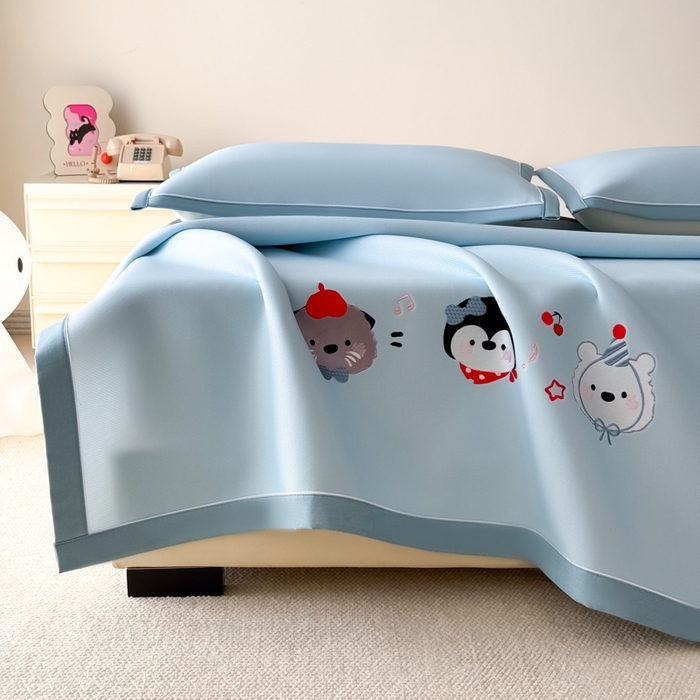 91家纺网 家纺一手货源 找家纺 九花鹿 2025新款凉感PE卡通冰丝席-凉席款 海獭兄弟