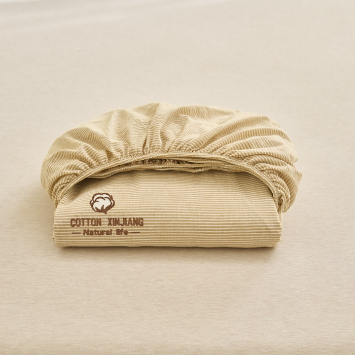 91家纺网 家纺一手货源 找家纺 早晨家纺 2025新款色织纯棉水洗棉毛巾绣床笠 流年床笠-姜黄