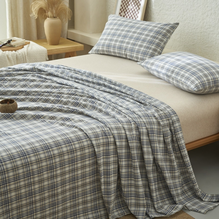 91家纺网 家纺一手货源 找家纺 早晨家纺 2025新款色织纯棉水洗棉床单 温尼-烟兰