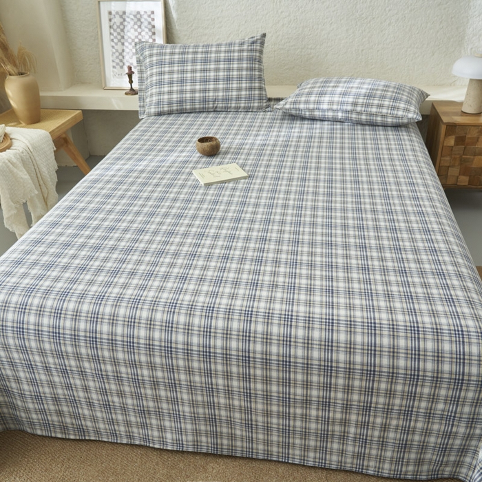 91家纺网 家纺一手货源 找家纺 早晨家纺 2025新款色织纯棉水洗棉床单 温尼-烟兰