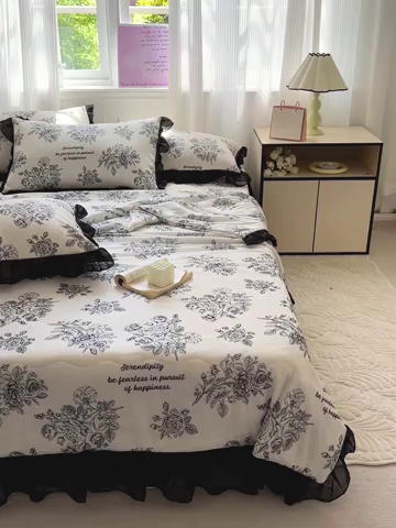 91家纺网 家纺一手货源 找家纺 （总）米莱家纺 2025新款3D立体冰豆豆床裙款凉席夏被套件