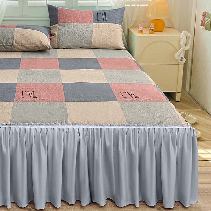 91家纺网 家纺一手货源 找家纺 （总）小雨家纺 2026新款原棉老粗布床裙款凉席席子三件套