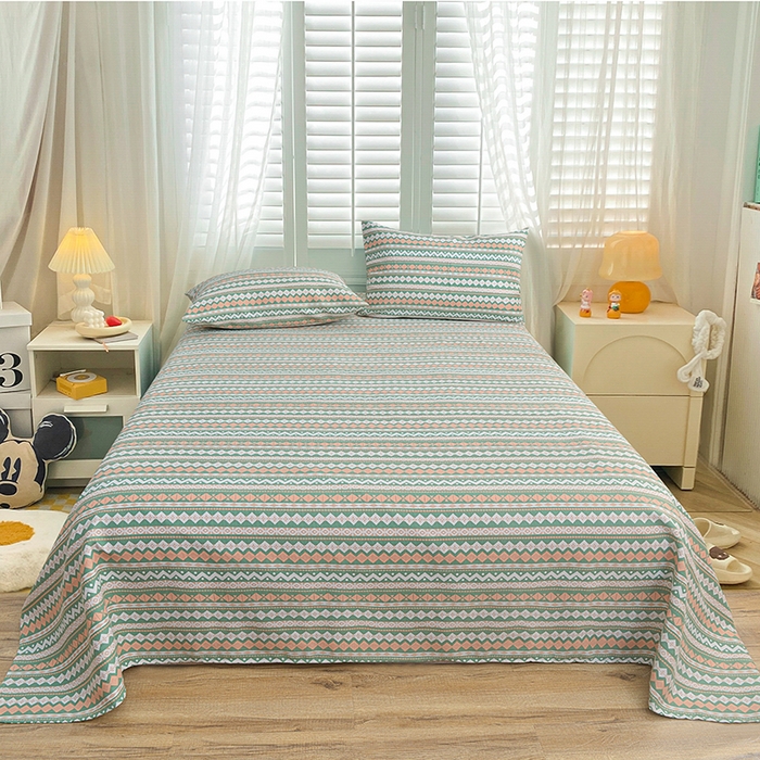 91家纺网 家纺一手货源 找家纺 （总）小雨家纺 2026新款原棉老粗布床单款凉席席子三件套