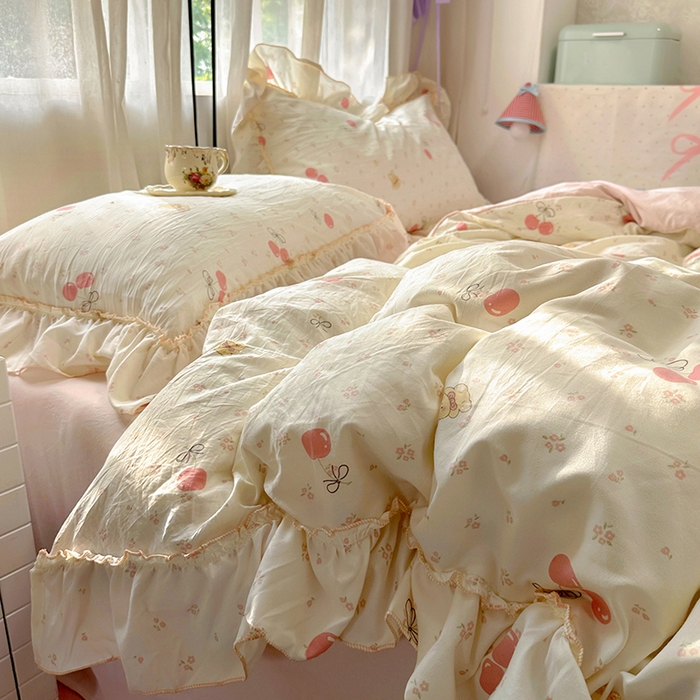 91家纺网 家纺一手货源 找家纺 （总）冕悠家纺 2025新款A类法式花边四件套超柔裸睡级床单被套三件套-风格二+微信提供买家秀