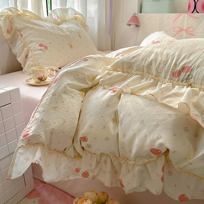 91家纺网 家纺一手货源 找家纺 （总）冕悠家纺 2025新款A类法式花边四件套超柔裸睡级床单被套三件套-风格二+微信提供买家秀