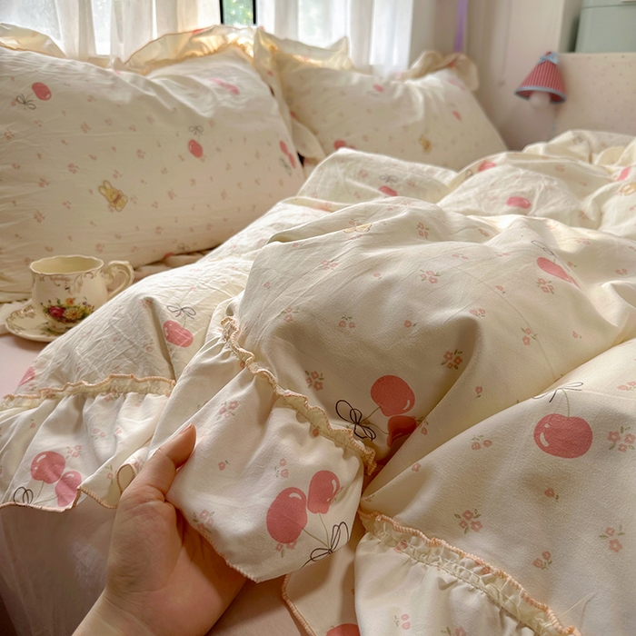 91家纺网 家纺一手货源 找家纺 （总）冕悠家纺 2025新款A类法式花边四件套超柔裸睡级床单被套三件套-风格二+微信提供买家秀