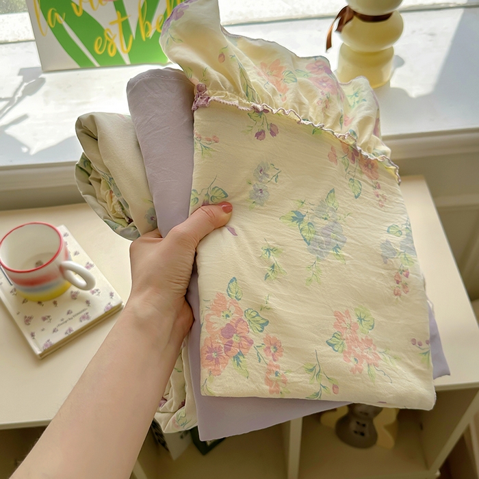 91家纺网 家纺一手货源 找家纺 冕悠家纺 2025新款A类法式花边四件套超柔裸睡级床单被套三件套-风格二+微信提供买家秀 夕颜