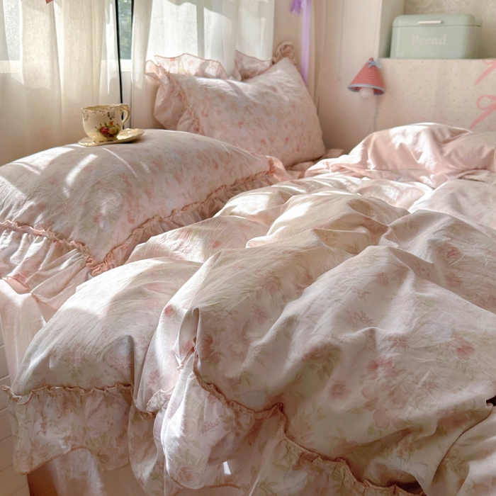 91家纺网 家纺一手货源 找家纺 冕悠家纺 2025新款A类法式花边四件套超柔裸睡级床单被套三件套-风格二+微信提供买家秀 漫禾