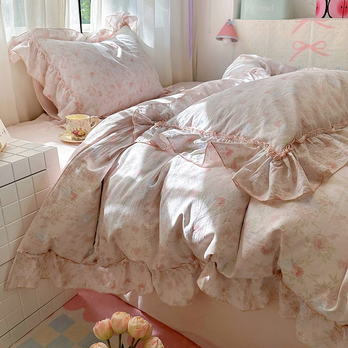 91家纺网 家纺一手货源 找家纺 冕悠家纺 2025新款A类法式花边四件套超柔裸睡级床单被套三件套-风格二+微信提供买家秀 漫禾