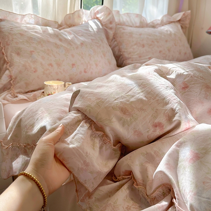 91家纺网 家纺一手货源 找家纺 冕悠家纺 2025新款A类法式花边四件套超柔裸睡级床单被套三件套-风格二+微信提供买家秀 漫禾