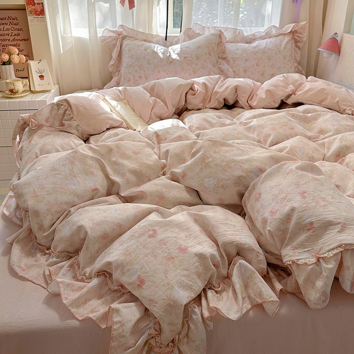 91家纺网 家纺一手货源 找家纺 冕悠家纺 2025新款A类法式花边四件套超柔裸睡级床单被套三件套-风格二+微信提供买家秀 漫禾