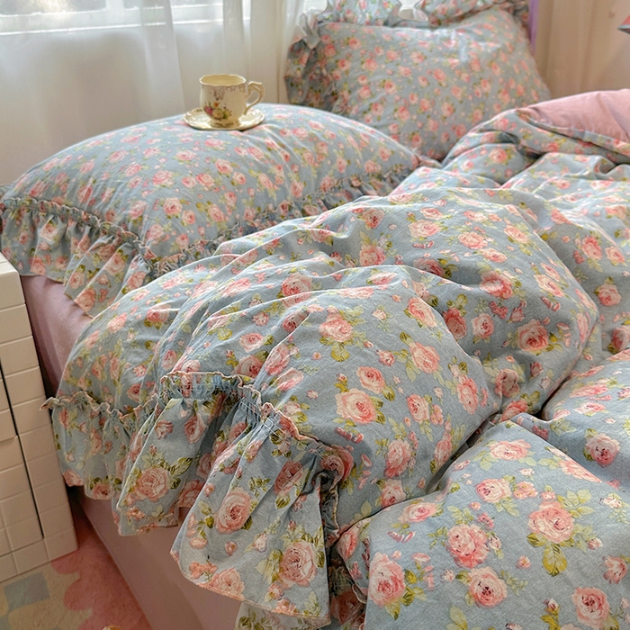 91家纺网 家纺一手货源 找家纺 冕悠家纺 2025新款A类法式花边四件套超柔裸睡级床单被套三件套-风格二+微信提供买家秀 莓恋