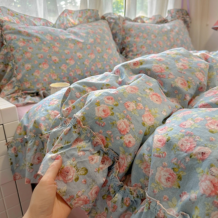 91家纺网 家纺一手货源 找家纺 冕悠家纺 2025新款A类法式花边四件套超柔裸睡级床单被套三件套-风格二+微信提供买家秀 莓恋