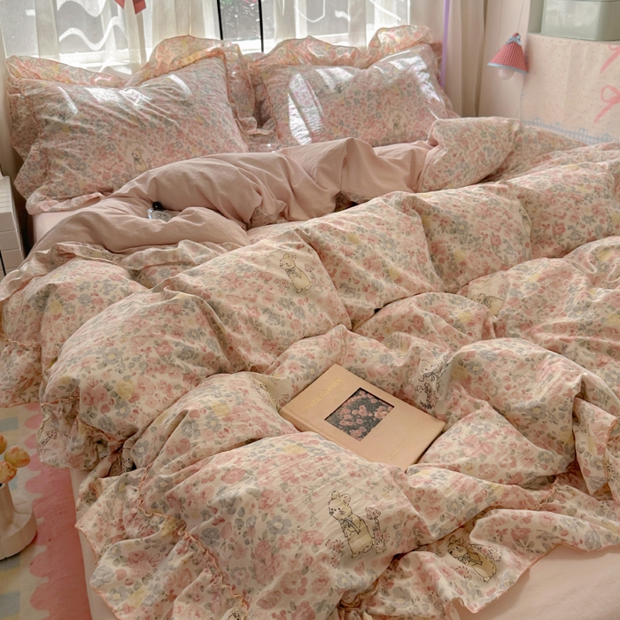 91家纺网 家纺一手货源 找家纺 冕悠家纺 2025新款A类法式花边四件套超柔裸睡级床单被套三件套-风格二+微信提供买家秀 濡染