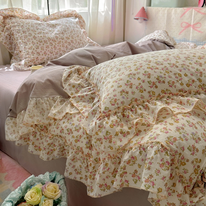 91家纺网 家纺一手货源 找家纺 冕悠家纺 2025新款A类法式花边四件套超柔裸睡级床单被套三件套-风格二+微信提供买家秀 拾染