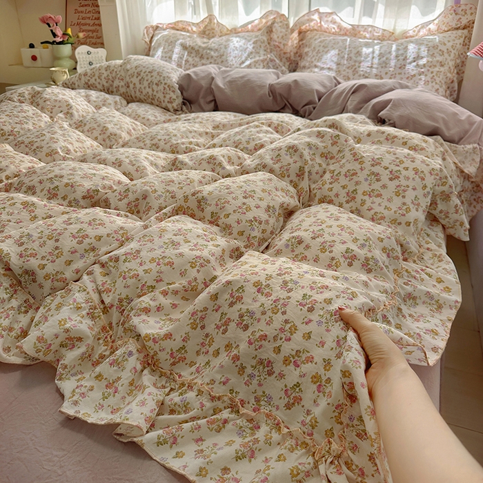 91家纺网 家纺一手货源 找家纺 冕悠家纺 2025新款A类法式花边四件套超柔裸睡级床单被套三件套-风格二+微信提供买家秀 拾染