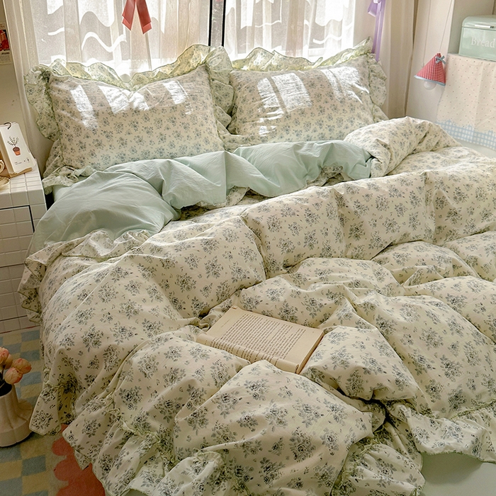 91家纺网 家纺一手货源 找家纺 冕悠家纺 2025新款A类法式花边四件套超柔裸睡级床单被套三件套-风格二+微信提供买家秀 愫月