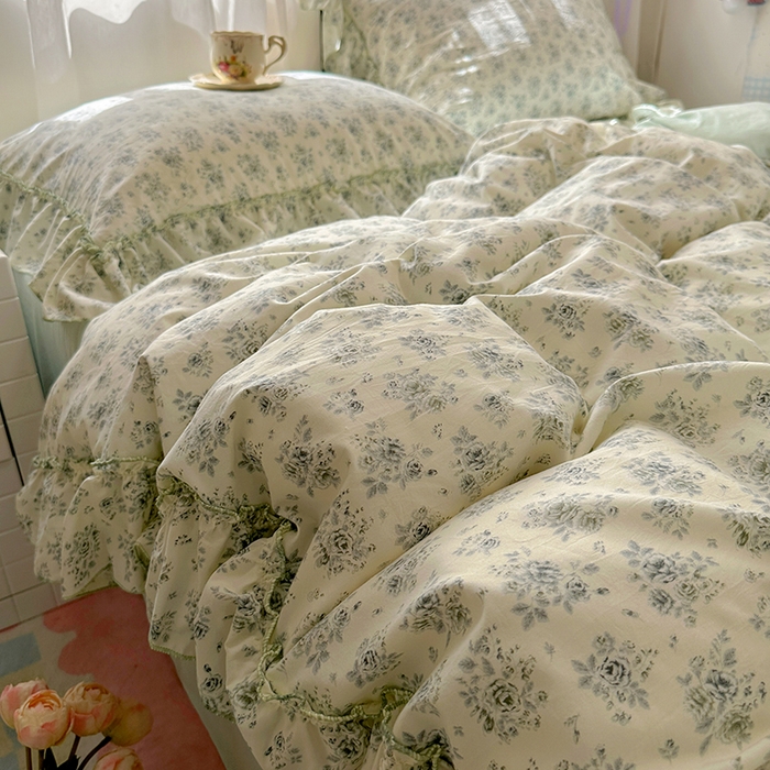 91家纺网 家纺一手货源 找家纺 冕悠家纺 2025新款A类法式花边四件套超柔裸睡级床单被套三件套-风格二+微信提供买家秀 愫月