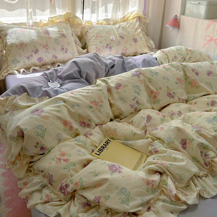 91家纺网 家纺一手货源 找家纺 冕悠家纺 2025新款A类法式花边四件套超柔裸睡级床单被套三件套-风格二+微信提供买家秀 夕颜