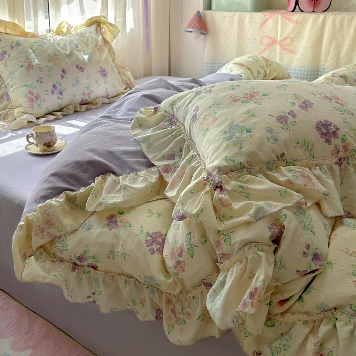 91家纺网 家纺一手货源 找家纺 冕悠家纺 2025新款A类法式花边四件套超柔裸睡级床单被套三件套-风格二+微信提供买家秀 夕颜