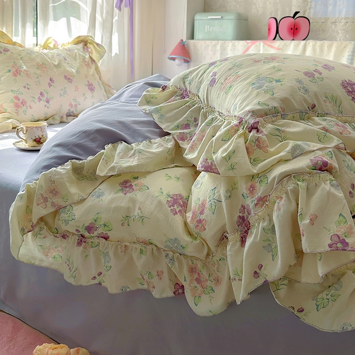 91家纺网 家纺一手货源 找家纺 冕悠家纺 2025新款A类法式花边四件套超柔裸睡级床单被套三件套-风格二+微信提供买家秀 夕颜