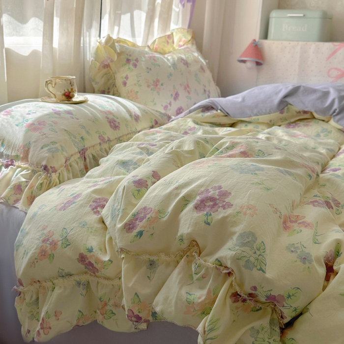 91家纺网 家纺一手货源 找家纺 冕悠家纺 2025新款A类法式花边四件套超柔裸睡级床单被套三件套-风格二+微信提供买家秀 夕颜