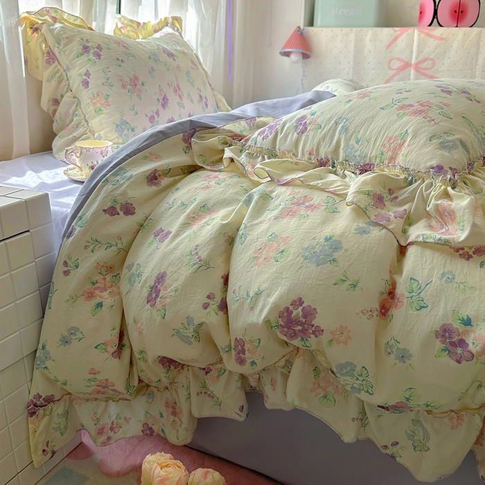 91家纺网 家纺一手货源 找家纺 冕悠家纺 2025新款A类法式花边四件套超柔裸睡级床单被套三件套-风格二+微信提供买家秀 夕颜