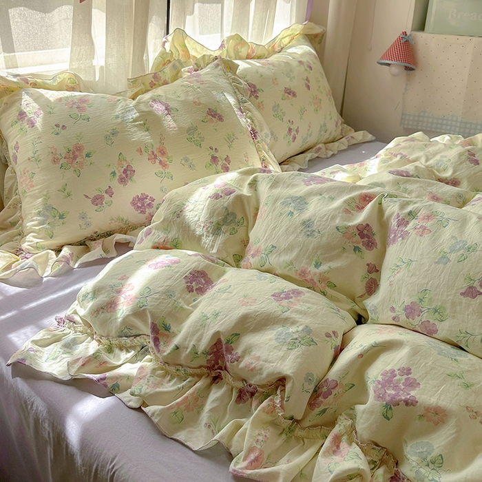 91家纺网 家纺一手货源 找家纺 冕悠家纺 2025新款A类法式花边四件套超柔裸睡级床单被套三件套-风格二+微信提供买家秀 夕颜