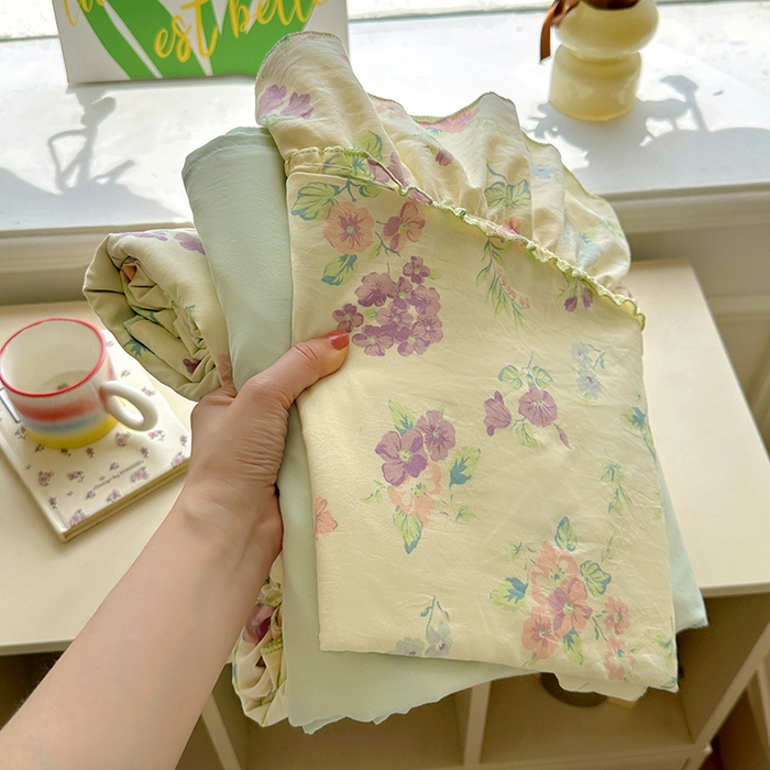 冕悠家纺 2025新款A类法式花边四件套超柔裸睡级床单被套三件套-风格二+微信提供买家秀 夕柚