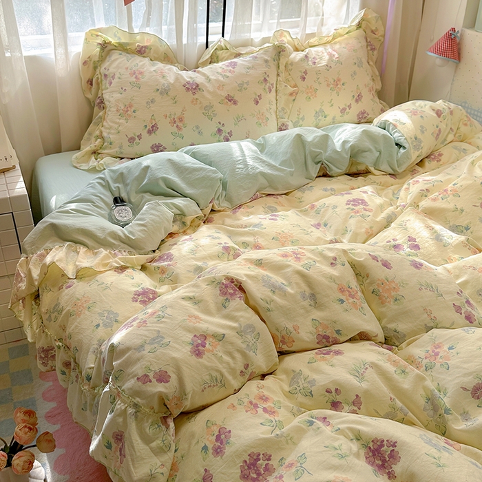 91家纺网 家纺一手货源 找家纺 冕悠家纺 2025新款A类法式花边四件套超柔裸睡级床单被套三件套-风格二+微信提供买家秀 夕柚