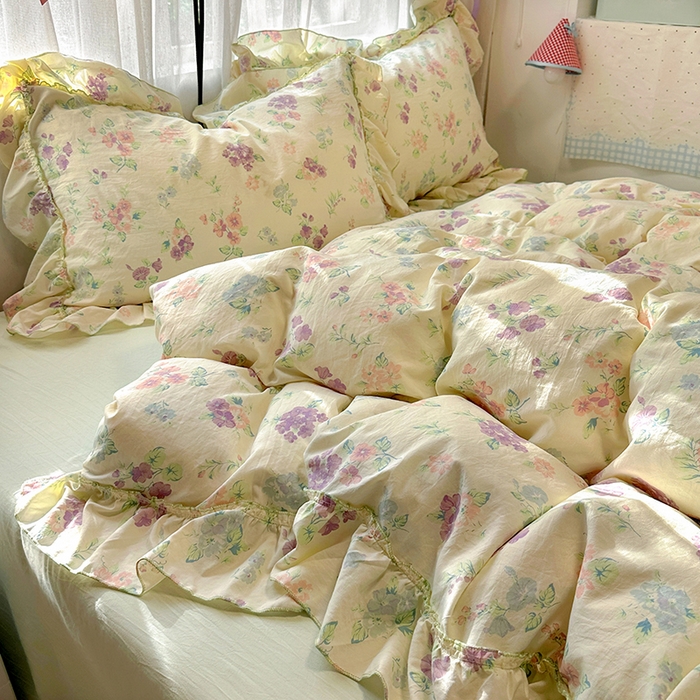 91家纺网 家纺一手货源 找家纺 冕悠家纺 2025新款A类法式花边四件套超柔裸睡级床单被套三件套-风格二+微信提供买家秀 夕柚