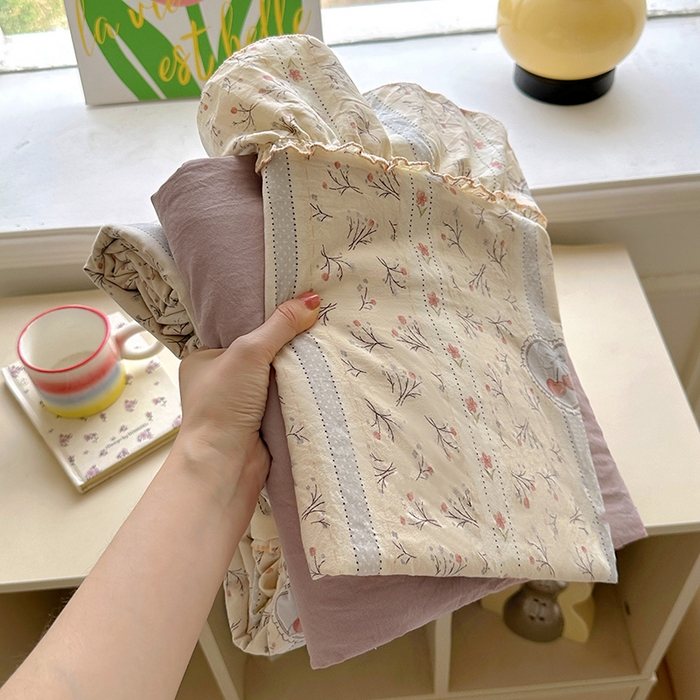 冕悠家纺 2025新款A类法式花边四件套超柔裸睡级床单被套三件套-风格二+微信提供买家秀 语沁