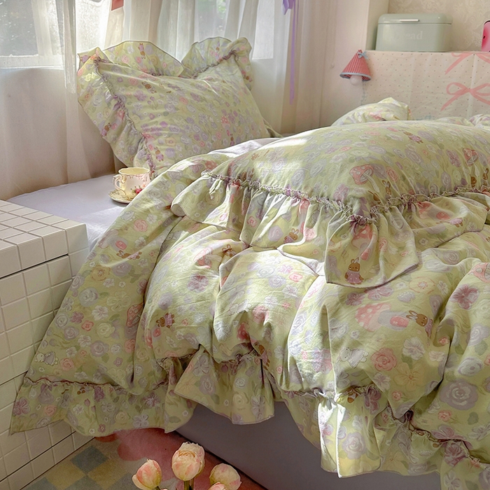 91家纺网 家纺一手货源 找家纺 冕悠家纺 2025新款A类法式花边四件套超柔裸睡级床单被套三件套-风格二+微信提供买家秀 紫栀