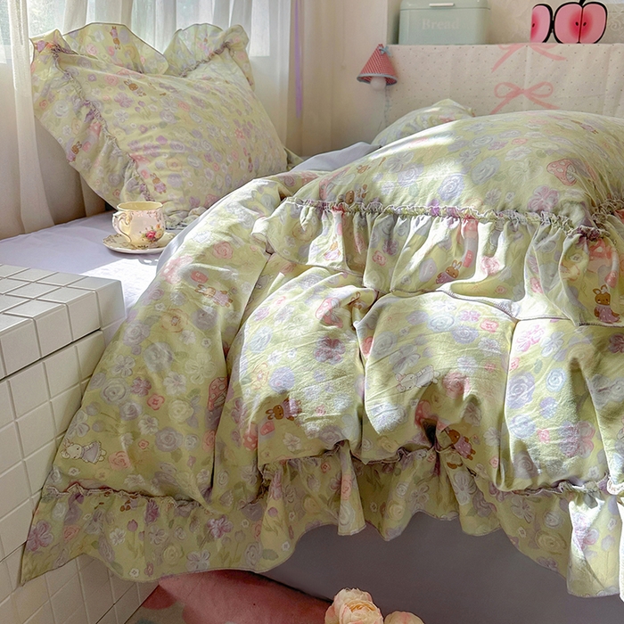 91家纺网 家纺一手货源 找家纺 冕悠家纺 2025新款A类法式花边四件套超柔裸睡级床单被套三件套-风格二+微信提供买家秀 紫栀