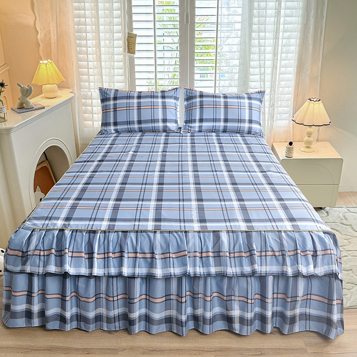 91家纺网 家纺一手货源 找家纺 （总）小雨家纺 【跨境外贸】2026新款芦荟棉韩版花边床裙系列床裙单件-单床裙