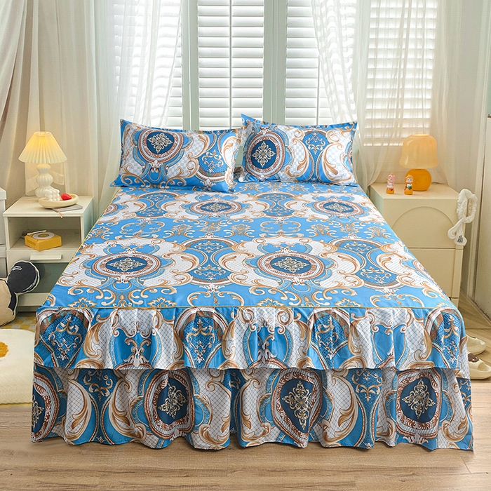 91家纺网 家纺一手货源 找家纺 （总）小雨家纺 【跨境外贸】2026新款芦荟棉韩版花边床裙系列床裙单件-单床裙