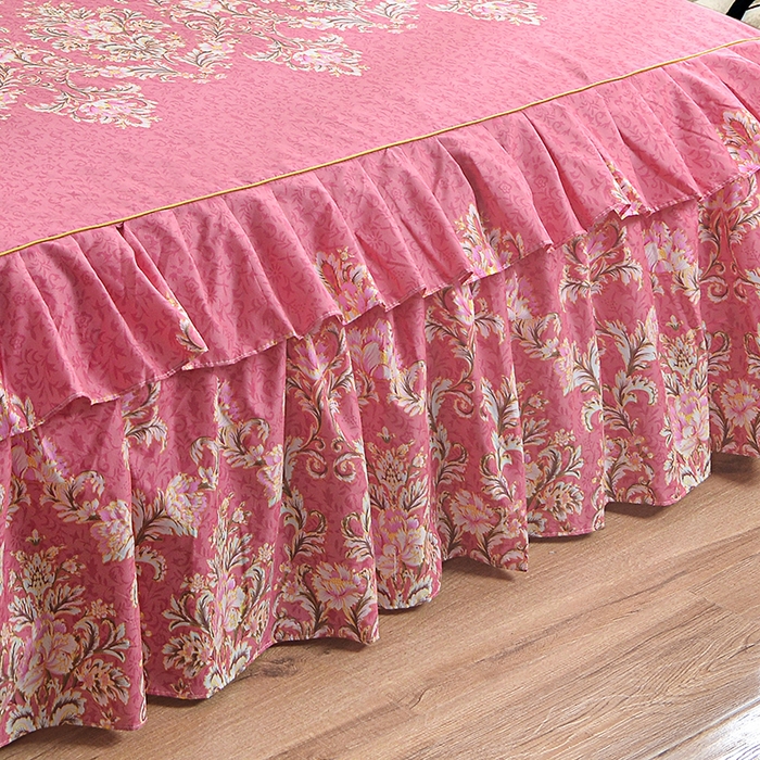 91家纺网 家纺一手货源 找家纺 小雨家纺 【跨境外贸】2026新款芦荟棉韩版花边床裙系列四件套 梦里花都