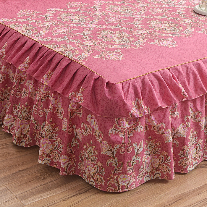 91家纺网 家纺一手货源 找家纺 小雨家纺 【跨境外贸】2026新款芦荟棉韩版花边床裙系列四件套 梦里花都