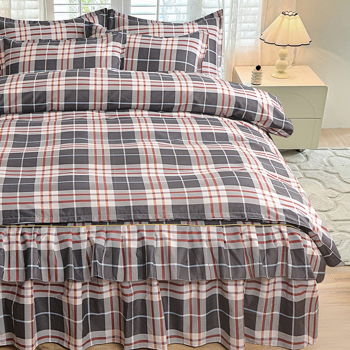 91家纺网 家纺一手货源 找家纺 小雨家纺 【跨境外贸】2026新款芦荟棉韩版花边床裙系列四件套 如意咖