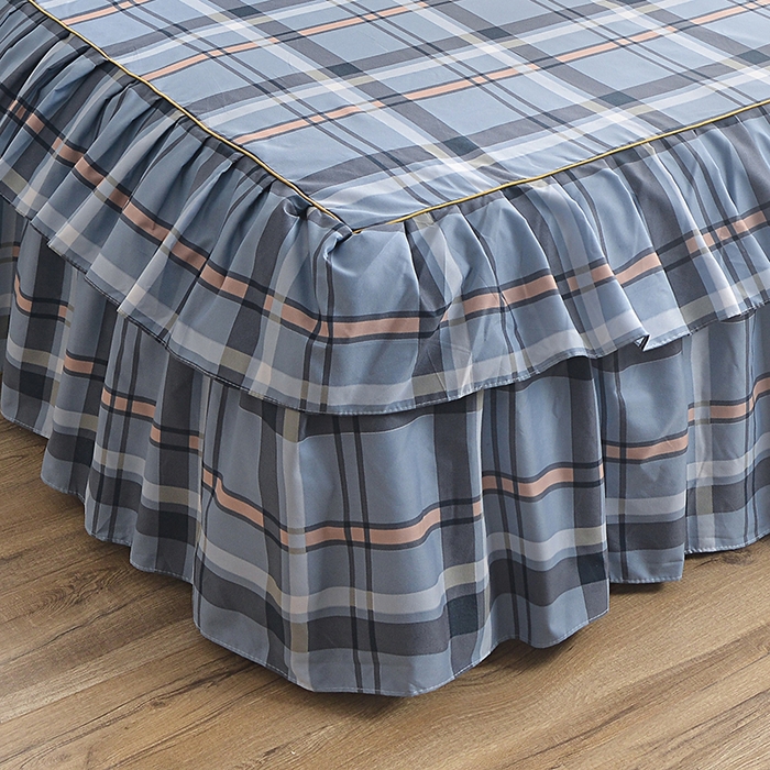 91家纺网 家纺一手货源 找家纺 小雨家纺 【跨境外贸】2026新款芦荟棉韩版花边床裙系列四件套 新动力灰