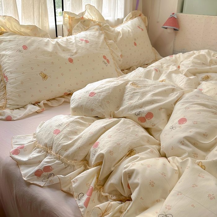 91家纺网 家纺一手货源 找家纺 （总）冕悠家纺 2025新款A类法式花边四件套超柔裸睡级床单被套三件套-风格一+微信提供买家秀