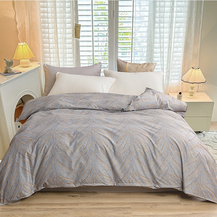 小雨家纺 【跨境外贸】2026新款芦荟棉韩版花边床裙系列被套单件-单被套 大好河山灰