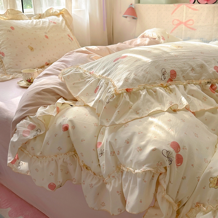 91家纺网 家纺一手货源 找家纺 冕悠家纺 2025新款A类法式花边四件套超柔裸睡级床单被套三件套-风格一+微信提供买家秀 初樱