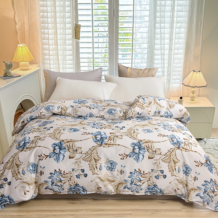 小雨家纺 【跨境外贸】2026新款芦荟棉韩版花边床裙系列被套单件-单被套 江山如画兰