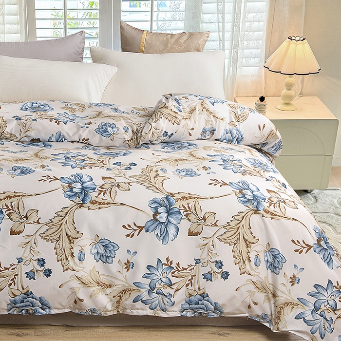 91家纺网 家纺一手货源 找家纺 小雨家纺 【跨境外贸】2026新款芦荟棉韩版花边床裙系列被套单件-单被套 江山如画兰