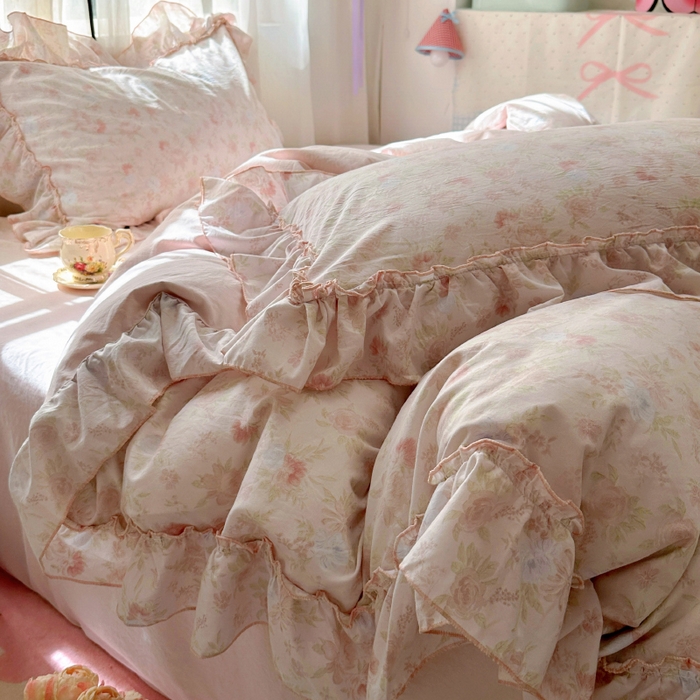 91家纺网 家纺一手货源 找家纺 冕悠家纺 2025新款A类法式花边四件套超柔裸睡级床单被套三件套-风格一+微信提供买家秀 漫禾