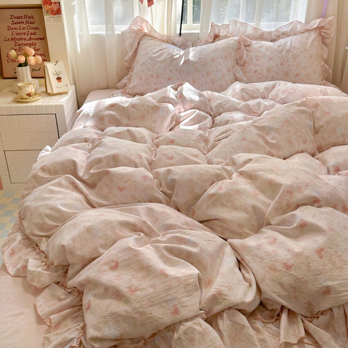 91家纺网 家纺一手货源 找家纺 冕悠家纺 2025新款A类法式花边四件套超柔裸睡级床单被套三件套-风格一+微信提供买家秀 漫禾