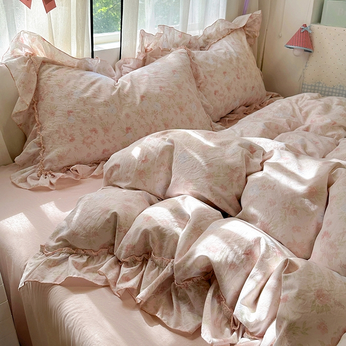 91家纺网 家纺一手货源 找家纺 冕悠家纺 2025新款A类法式花边四件套超柔裸睡级床单被套三件套-风格一+微信提供买家秀 漫禾