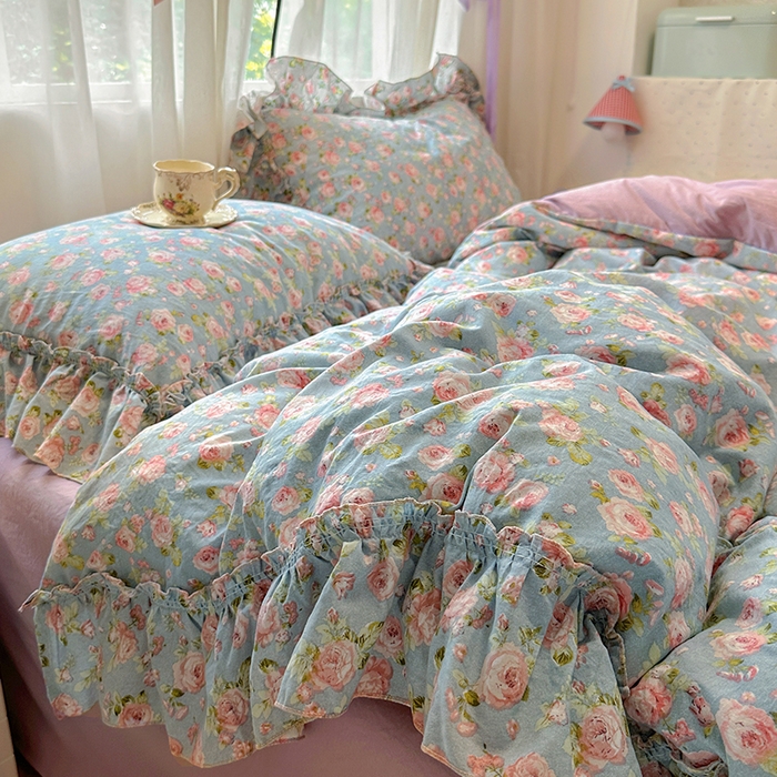 91家纺网 家纺一手货源 找家纺 冕悠家纺 2025新款A类法式花边四件套超柔裸睡级床单被套三件套-风格一+微信提供买家秀 莓恋