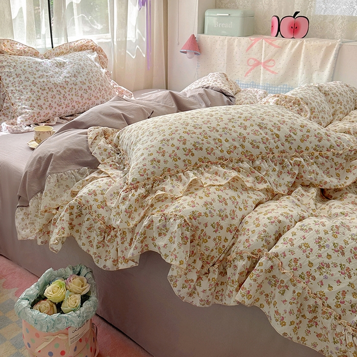 91家纺网 家纺一手货源 找家纺 冕悠家纺 2025新款A类法式花边四件套超柔裸睡级床单被套三件套-风格一+微信提供买家秀 拾染